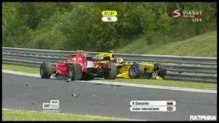 GP2 Hungaroring 2010 Race Start  Bianchi and Tung crash [upl. by Neelie]