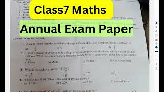 Class7 Maths Annual Exam Paper 202223 [upl. by Yeliah]