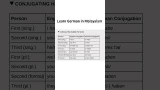 Konjunktion haben  Conjugation to have learngermaninmalayalam germanlanguage shorts [upl. by Alya]