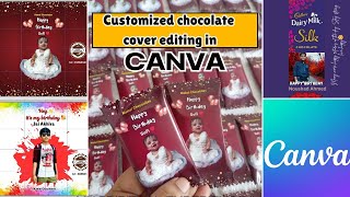 Customized photo chocolate cover editing in canva chocolate editing canva homemade howto [upl. by Thekla]