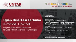 Sidang Promosi Doktor Teknik Sipil Untar  Saparudin  Senin 22 Januari 2024 [upl. by Sprague673]