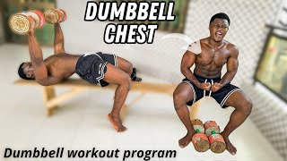 5 Exercises to build your Chest at home Dumbbell only  Free workout program [upl. by Euhsoj134]