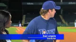 Evan Longoria Catches a ball during interview [upl. by Sweyn]