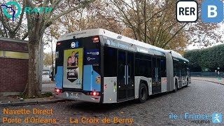 Navette Direct RER B RATP  Solaris Urbino 18 GNV N°9544 Porte dOrléans  La Croix de Berny [upl. by Sillad]