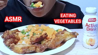 ASMR EATING VEGETABLES AND CHICKEN WINGS 🪽 Nigeria food victoryspacetv [upl. by Kcirreg679]