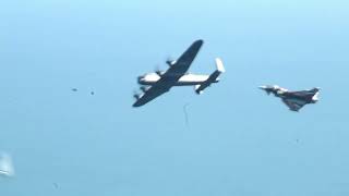 Eastbourne Airbourne Airshow 2023 RAF Avro Lancaster and Eurofighter Typhoon Display [upl. by Soirtimid]