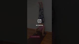 Tripod to headstand up against the wall student profile yogaathome yogamatters yogaforbeginners [upl. by Ettecul]