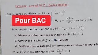 Pour BAC  Exercice corrigé N2 Suite réelle [upl. by Laurens]