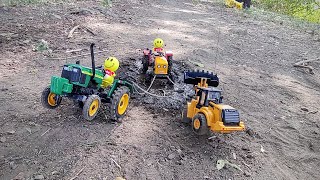 New Truck John Deere Tractor Accident pulling Out Jcb 3DX Backhoe Tata Dumper Tipper  CV TOY  Gadi [upl. by Asinla]