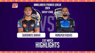 Durdanto Dhaka vs Rangpur Riders  Highlights  21st Match  Season 10  BPL 2024 [upl. by Butta]