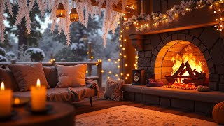 Peaceful Winter Porch Ambience ❄️ Crackling Fireplace Sounds for Relax amp Sleep [upl. by Dronski]