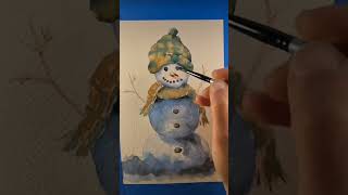 2 bonhomme de neige aquarellefacile watercolorpainting art watercolors [upl. by Hsirrap]