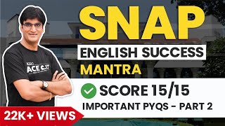 SNAP English Verbal Ability Imp PYQs  Tips To Score 1515 [upl. by Naasah3]