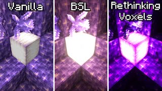 Vanilla VS BSL VS Rethinking Voxels  Best Minecraft Shader Comparison [upl. by Aserret]