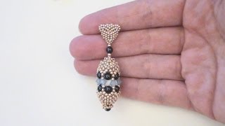 BeadsFriends Beaded earrings tutorial  Peyote stitch earrings [upl. by Alletnahs]