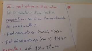 Dérivation la monotonie dune fonction numérique 1bac science [upl. by Nivlen]