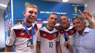 WM 2014 Finale Poldi amp Schweini geilstes Interview EVER dissen Mehmet Scholl J [upl. by Lesko568]