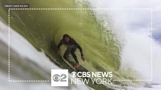 Photographers surfers marvel at incredible waves on Jersey Shore [upl. by Naej]