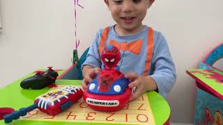 Mighty Twins Playtime with Remote Control Spiderman Bumper Cars 🎮🚗 [upl. by Celisse]