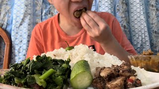 Mutton curryspinachpotato pickle mukbang  Healthy mukbang [upl. by Finah187]