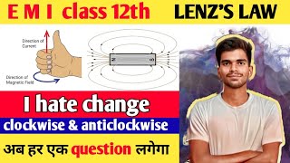 Lenzs law  lenzs law kaise lagaye  emi class 12th  bar magnet concept physics [upl. by Eatnuhs]