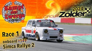 Kampf der Zwerge  Simca Rallye 2 Onboard Zolder 2024 Race 1 [upl. by Janela]