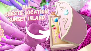 ALL CHESTS LOCATIONS IN ROYALE HIGH 2022 SUNSET ISLAND EASY GUIDE  ROYAL HIGH 2022 Roblox [upl. by Anatnas]