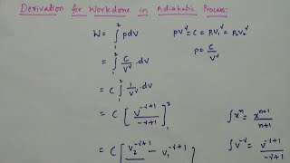 Derivation of expression for work done in Adiabatic process [upl. by Thar]