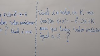 FUNÇÃO DO 2° GRAU VALOR MÁXIMO E MÍNIMO DUAS QUESTÕES MATFUZNAV22 [upl. by Korten376]