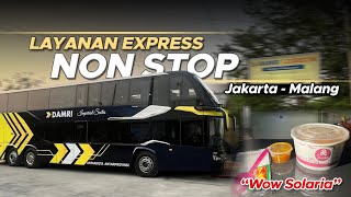 LAYANAN NON STOP JAKARTA  MALANG SERVIS MAKAN SOLARIA 😱  Damri Imperial Class [upl. by Fairman]