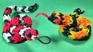 3D Loom Bands Snake Charm  How to Make on the Rainbow Loom [upl. by Ilyah530]