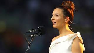 RickiLee Coulter stuns in a figurehugging as she sings the national anthem at the NRL grand final [upl. by Haggai]