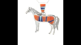 Calvin Begay Jewelry Genuine Spiny Oyster Shell Sterling Silver Horse Pendant [upl. by Oek]