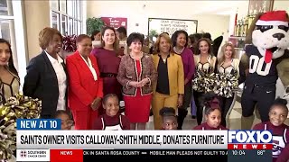 Saints Owner Gayle Benson visits CallowaySmith Middle School [upl. by Eleni280]