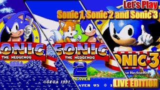 Lets Play Sonic 1 Sonic 2 amp Sonic 3 with GIVEAWAY  Win Sonic 3 Japanese Game Live 8th April 17 [upl. by Repotsirhc]