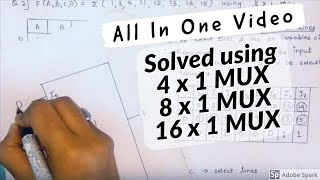 Implementation of boolean function using multiplexers  Hindi  One question with three types of mux [upl. by Yeliac426]