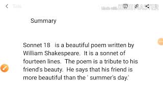 sonnet 18 william shakespeare summary shall I compare thee to a summer day by william shakespeare [upl. by Elyagiba]