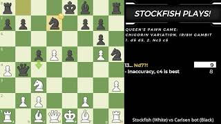 Stockfish Plays White Queens Pawn Game Chigorin Variation Irish Gambit [upl. by Inus]