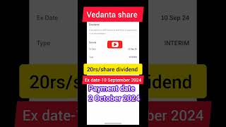 Vedanta share dividend payment date letast News 2024 dividend [upl. by Nylg]