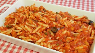 Cómo hacer pasta con salsa Caponata Siciliana Receta Italiana muy fácil y sabrosa [upl. by Tarrsus]