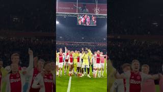 Ajax players dancing with the fans after their 32 win vs PSV 🕺 [upl. by Ylac]