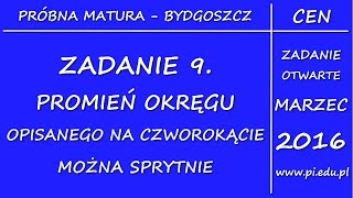 Zadanie 9 Marzec 2016 PR CEN w Bydgoszczy Planimetria [upl. by Eyks]