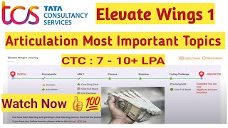 TCS Wings 1 Articulation Important Topics  tcs wings 1 lattest update job tcs itjobs freshers [upl. by Lewison]