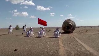 Chinas Astronauten nach längster Raumfahrtmission wieder auf der Erde [upl. by Yttig276]