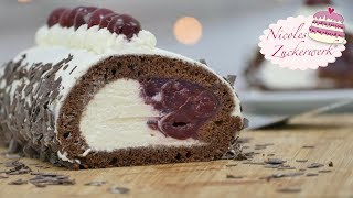 Klassiker mal anders I SchwarzwälderKirschBiskuitrolle I Rezept von Nicoles Zuckerwerk [upl. by Kcirednek772]