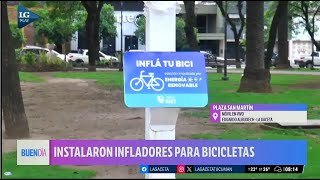 Instalan infladores para las ruedas de las bicicletas en la plaza San Martín de la capital tucumana [upl. by Azal]