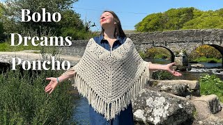 BOHO PONCHO CROCHET TUTORIAL  Boho Dreams Poncho  Ophelia Talks Crochet Tutorial [upl. by Goer]