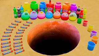 Experiment Giant Balloons CocaCola Different Fanta amp Mtn Dew 7up Orbeez and Mentos Underground [upl. by Aihsemot236]