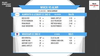 Whickham CC 2nd XI v Alnmouth amp Lesbury CC 2nd XI [upl. by Sudhir476]