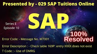 SAP Error Resolved  Check table 169P entry XXXX does not exist  Message No M7001  Use of OMRG [upl. by Elaen992]